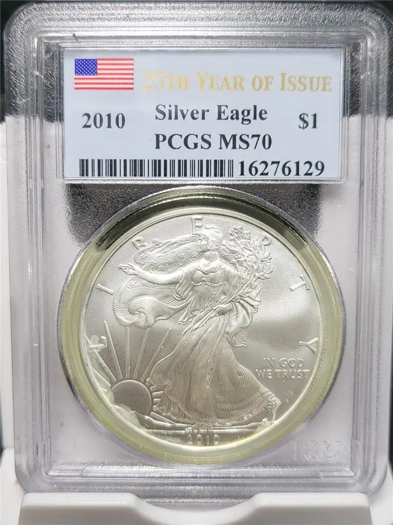 2010 AMERICAN Silver Eagle PCGS MS 70 - 25TH YEAR OF ISSUE - MILK