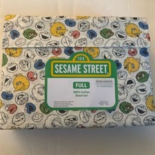 New Sesame Street 4 Piece 100 Cotton Full Size Sheet Set Multi-color Print