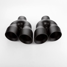 Stainless Steel Black 3 In Exhaust Tips Quad 4 Out Angle Cut Staggered Weld On