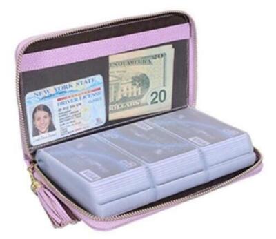 Easyoulife Credit Card Holder Wallet Womens Zipper Leather Case