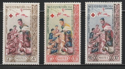 Laos 1963 Sc # 85-87 Red Cross MLH OG