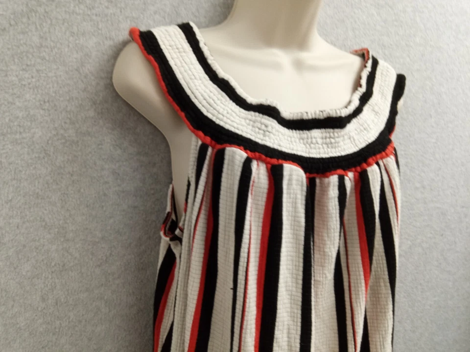 Camisa Blusa Top Cato Mujer X Grande Roja Blanca Rayas Informal Fluida Suelta Foto 4 de 4