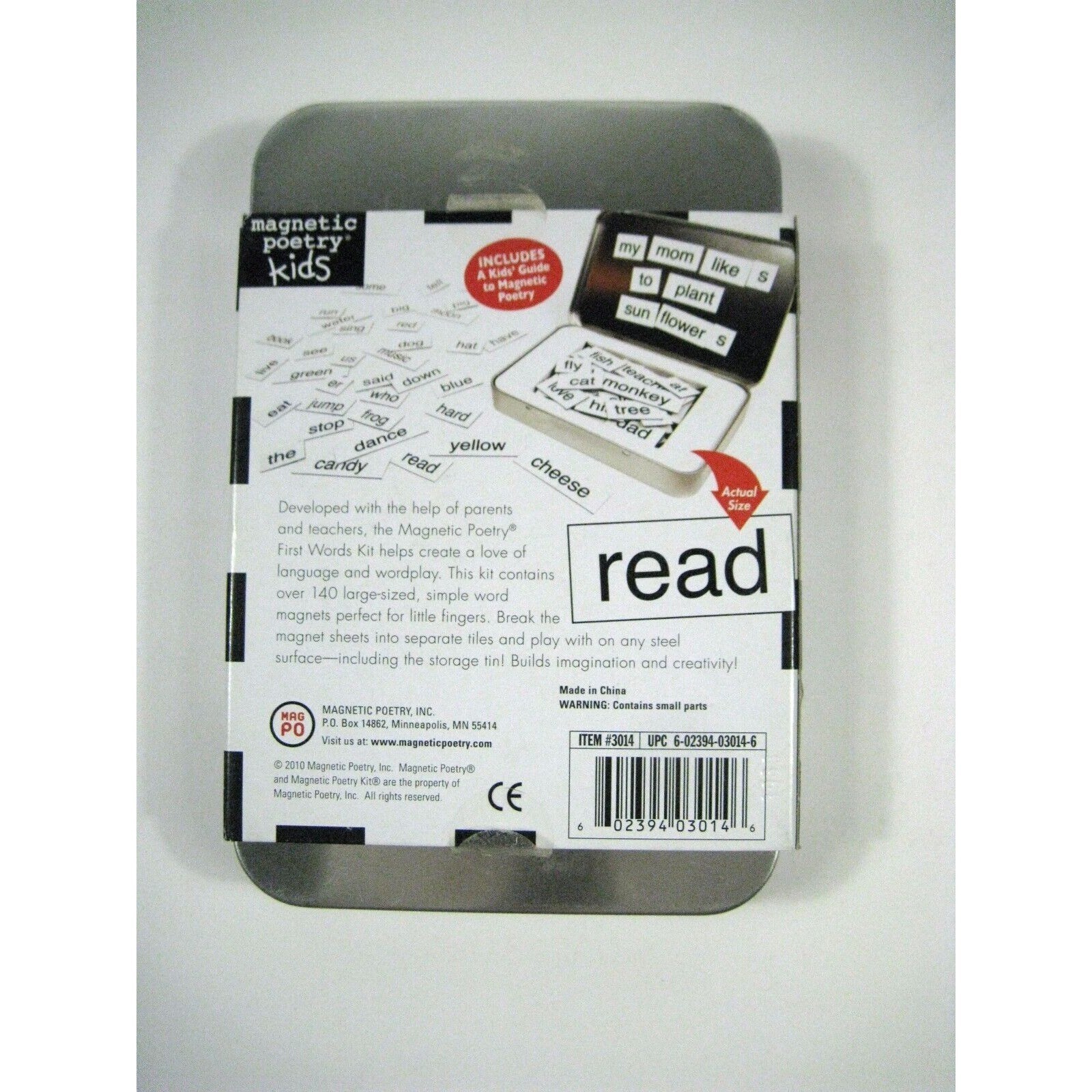 First Words Kit Poetry Kids Ages 4 and Up Words Choking Hazard