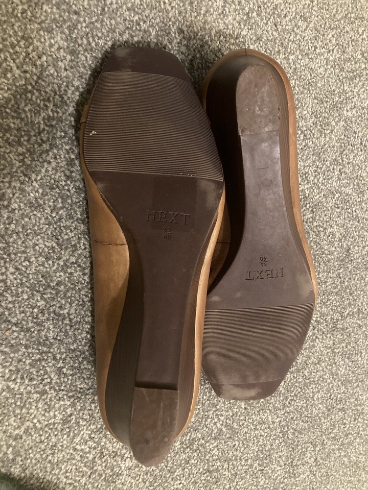 Womens Next Leather Buckle Shoes Tan Brown Wedge Size 6.5 Eur 40 eBay