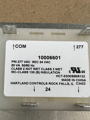 HARTLAND CONTROLS HARTLAND Electronics Transformer 10006601 Hvac 50VA 277/24 HCT-03d0bb06132 New