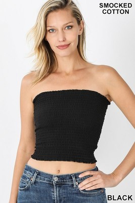 smocked crop tube top