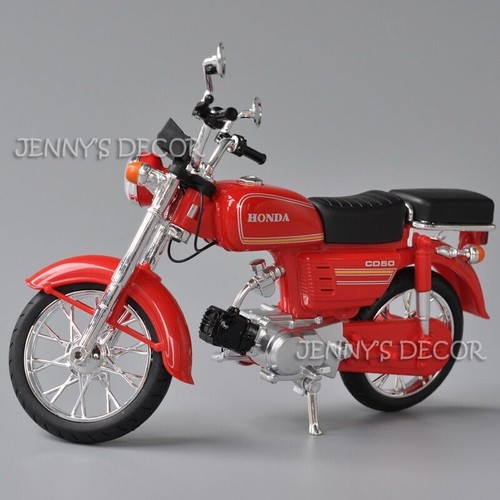 Modelo diecast escala 1:10 motocicleta juguete Honda CD50 bicicleta de calle miniatura réplica - Imagen 12 de 16
