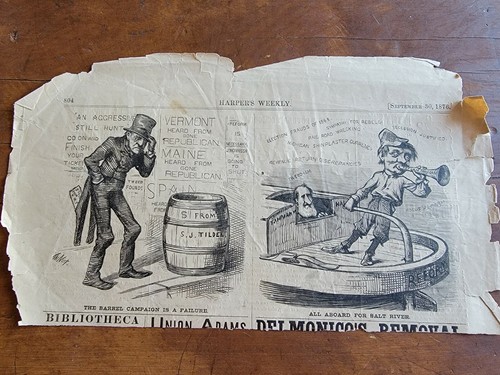 Barrel Campaign Thomas Nast Engraving S.J. Tilden 1876 VINTAGE Harper's Weekly - Picture 2 of 3