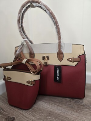 Alyssa 3-Piece Set Purse Tote & Handbag Vegan Lead Free Scalloped Top