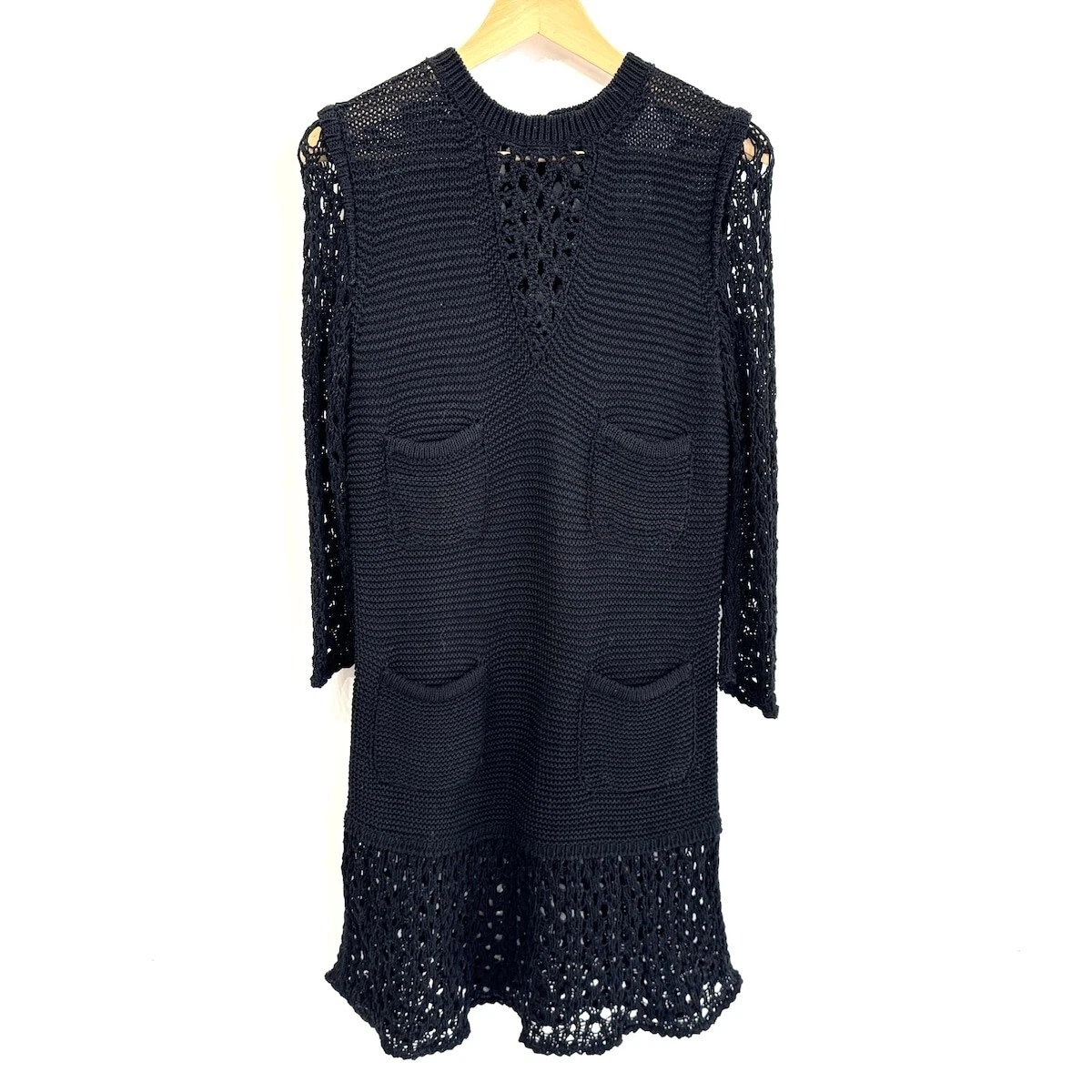 Abito CHANEL maglia manica lunga donna taglia 40 nero 100% cotone originale