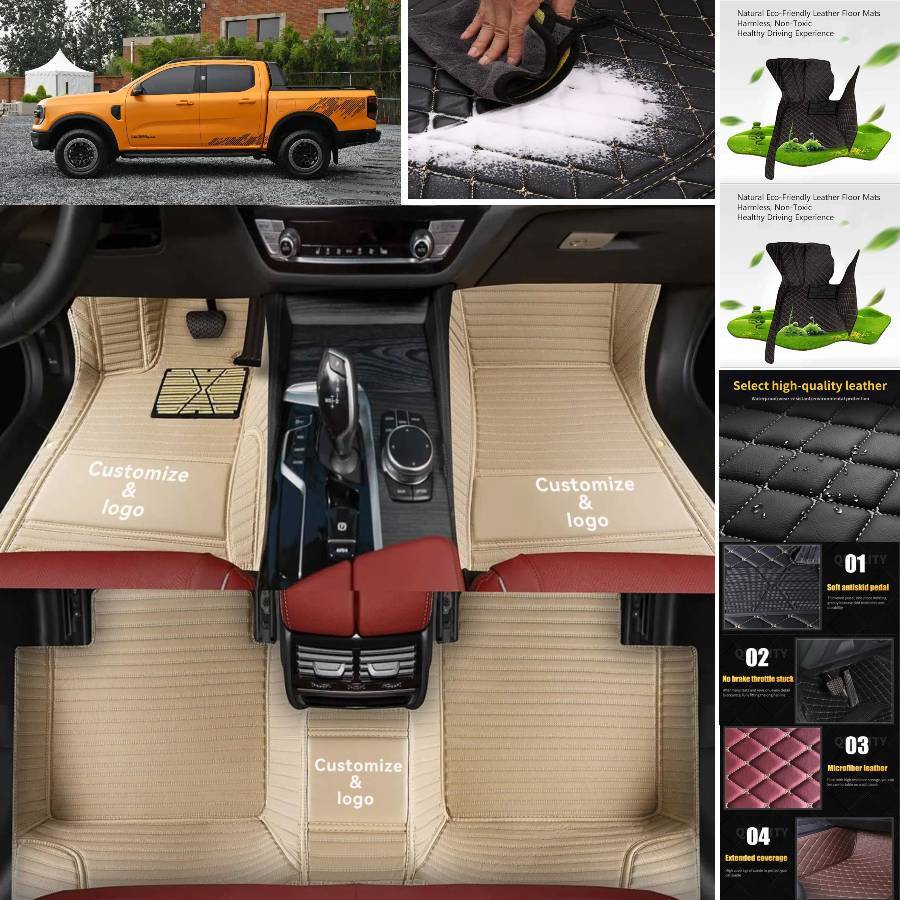 For Ford Ranger Car Floor Mats All Weather Cargo Liners Anti-Slip Carpets Pads