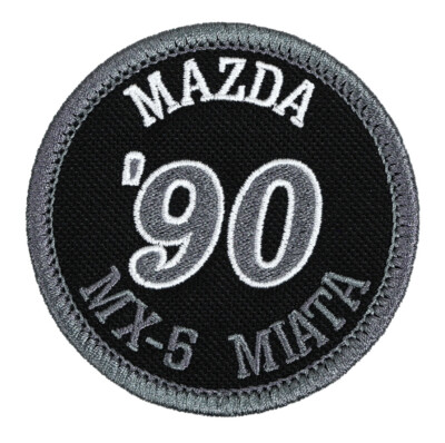 1990 Mazda MX-5 Miata Embroidered Patch Black/Dark Gray Iron-On Sew-On Hat Shirt
