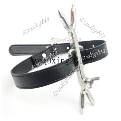 Heretics  Fork Spike Posture Neck Collar PU PU Binding Restraint Slaver