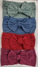 4-pack Baby Toddler Girl Headbands/bows Solid Colors Stretchy Soft New