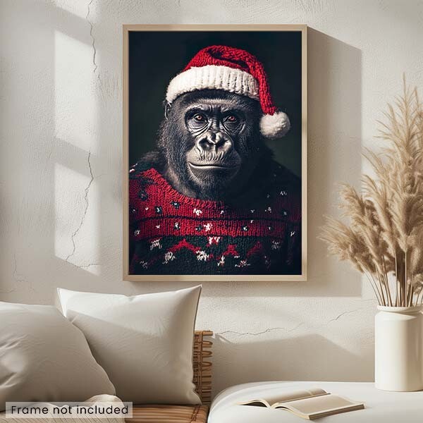 Christmas Gorilla - Cute Funny Animal - Poster | eBay