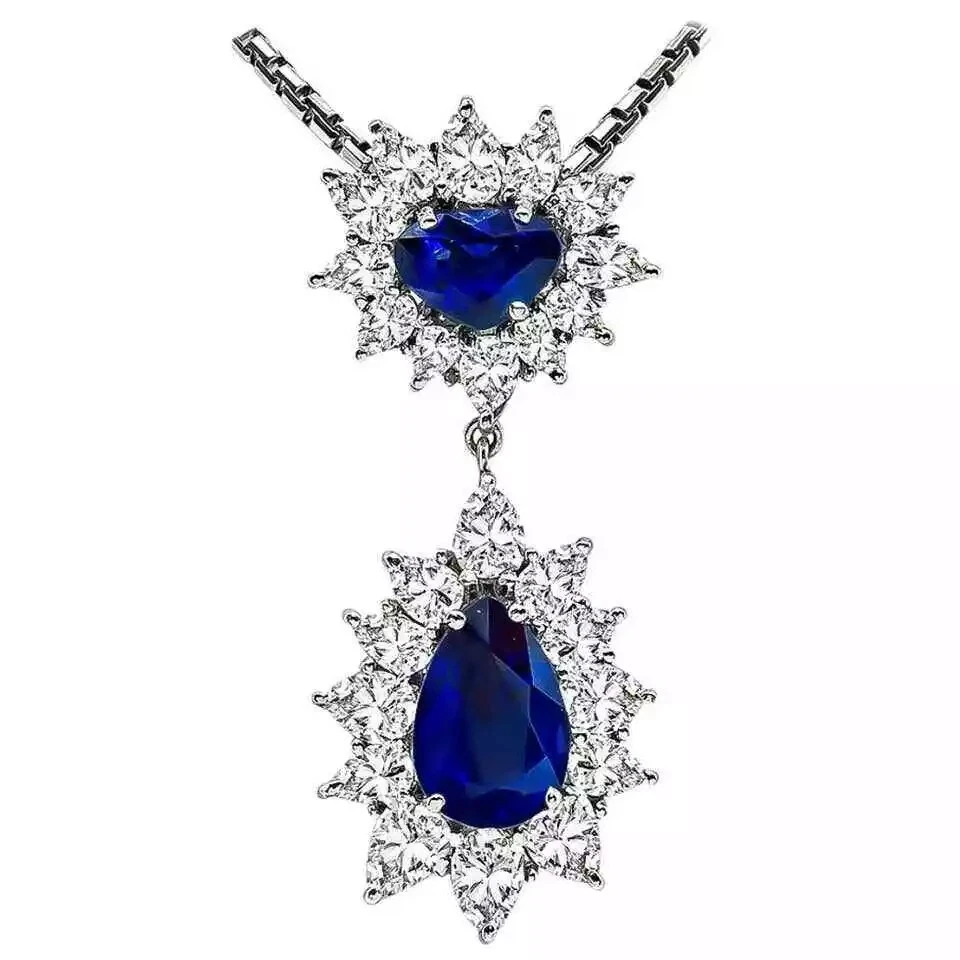 VETEMENTS Ciondolo donna argento 925 argento 925 argento zaffiro blu e zirconi bianchi 5 CT ottimo