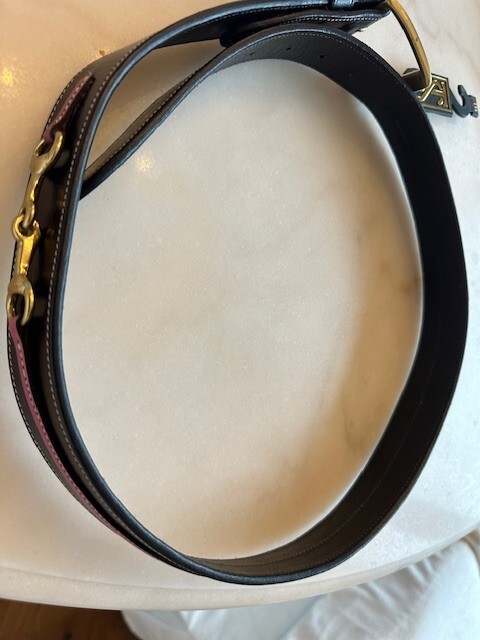 NWT TREDSTEP IRELAND CURVED HAVANA LEATHER BRASS SNAFFLE BITS 1.5” BELT Size 30 image 4