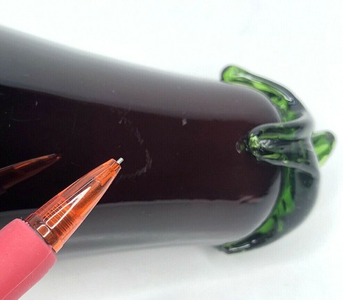 Vidrio arte vegetal berenjena púrpura vintage soplado a mano coleccionable 6" retro - Imagen 9 de 9