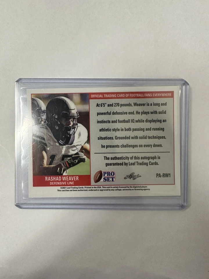2021 Leaf Pro Set Metal- (RC) Autographs Blue Mojo #PA-RW1 Rashad Weaver 4/7 - Image 2 of 2