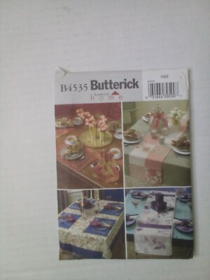 Butterick Sewing Pattern Home Tablecloth Runner Placemat #B4535 Uncut