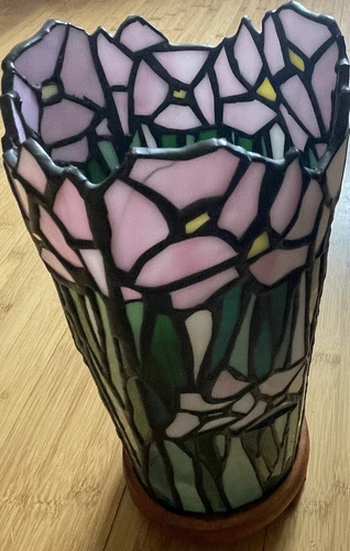 vintage tiffany style candle holder style roses lamp size 4.5”Wx12”H