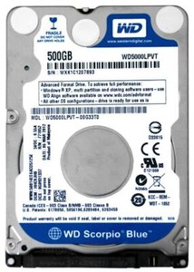 WD 500 GB 5400 RPM 2.5" WD5000LPVT SATA Internal Hard Drive Blue