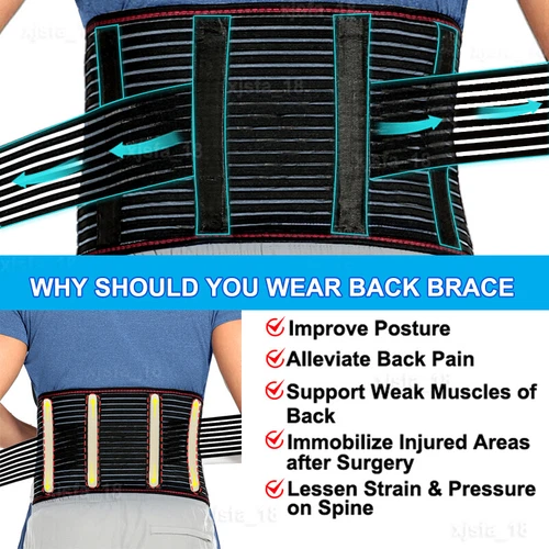 Back Support Brace Lower Back Pain with 4 Stays Belt Relief Breathable Air Mesh - Picture 6 of 28