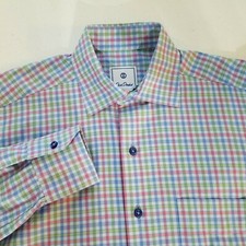 David Donahue Mens Multicolor Plaid Button Front Long Sleeve Shirt Sz Small I524