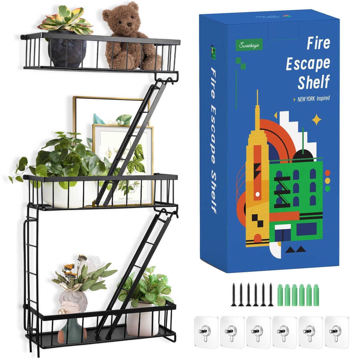 Fire Escape Wall Shelf - New York Decorative Ladder Shelf Wall Art