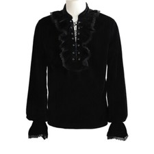 Men Medieval Velvet Shirt Tops Fancy Dress Halloween Costume Pullover Top Gothic