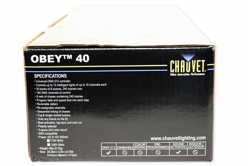 Chauvet DJ OBEY40 DMX Lighting Controller For Church Stage Design Performance - Picture 4 of 7