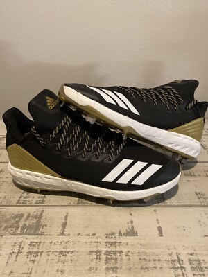 NEW! Adidas Icon 4 Baseball Cleats Black GOLD 3 Stripe Carbon Men s Sz 13 Boost