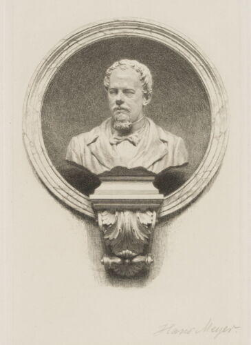 H. MEYER (1846-1919), Büste eines Herren,  1883, Radierung Romantik Porträt - Afbeelding 1 van 4