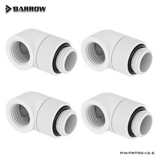 4 Pcs Barrow G1/4" Angled 90 Degree Swivel Rotary Fitting Male to Female White