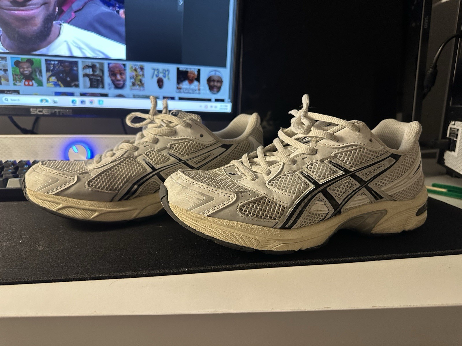 ASICS Gel 1130 White Black Mesh Lace Up Athletic Running Sneakers size 9.5