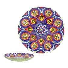 Green Tuscany Ceramic Plate 8.5" Decorative Mandala Design Colourful Bohemian