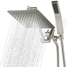 G-Promise All Metal 8 Inch Dual Square Shower Head 8 Inches, Brushed Nickel