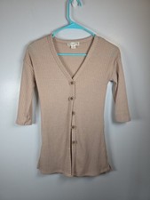 Women's Short Sleeve Lightweight Sweater, Size Small, Tan
