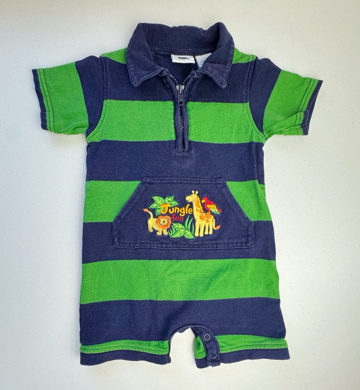 2nd Step Jungle Animal Striped Romper 18 Months