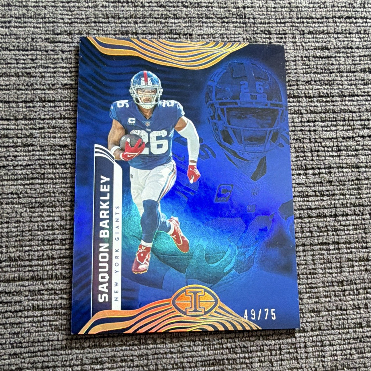 Panini 2022 Illusions Saquon Barkley Giants #74 Trophy Collection Blue /75