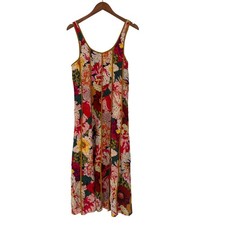 THML Floral Scoop Neck Midi Dress Multicolor Smocked Back M Boho Garden Party