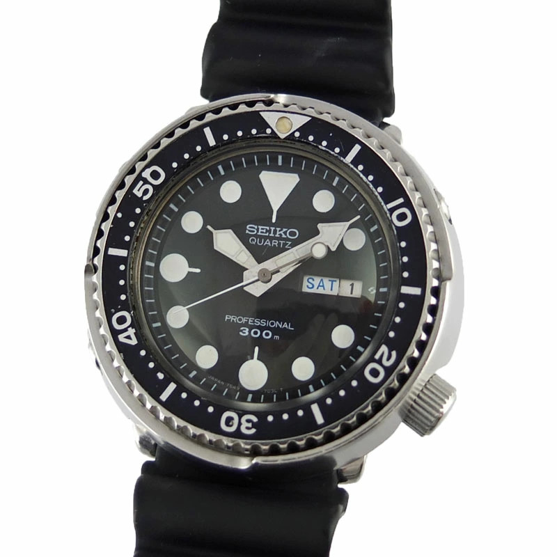 Seiko 7549-7010 Watch Diver 300m Quartz Black Dial 47mm Stainless Steel
