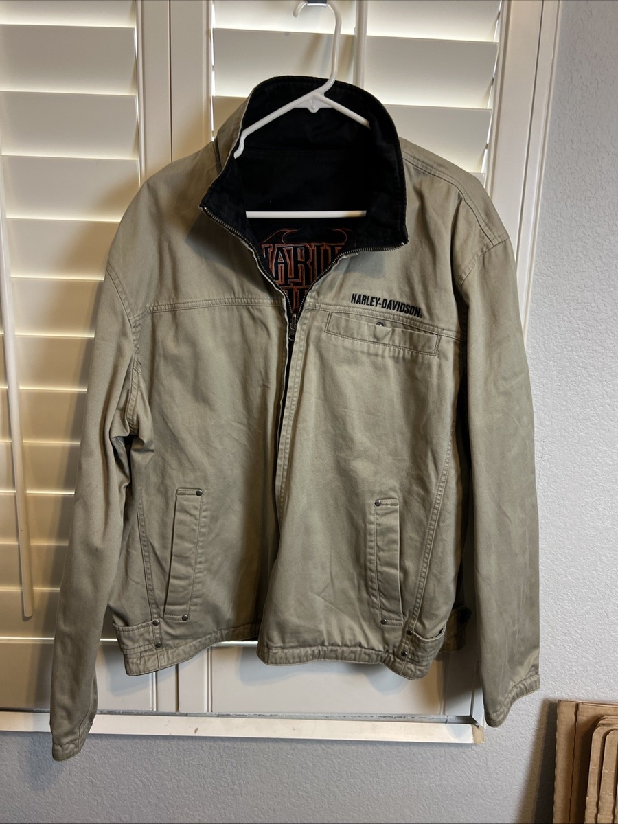 Harley-Davidson ヴィンテージ加工春夏バイクジャケット　L Harley Davidson Jacket Mens Large Beige Black Reversible