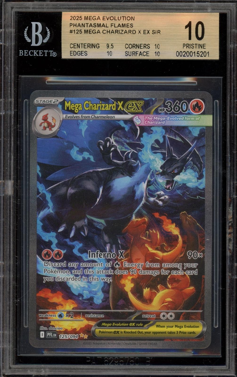 Pokemon Mega Charizard X ex SIR Phantasmal Flames 125 BGS 10 Gem Mint
