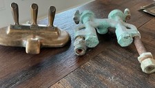 Antique Brass 3-Handle H D C Pullman Railroad Car Faucet + Cast Base Patent No.