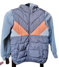 Perry Ellis Boy's Quilted Puffer Hooded Jacket, Gray, Size 8, Used