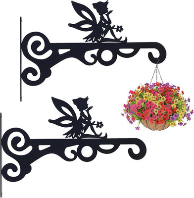 Plant Hangers Outdoor Decor, 2 Pack 10  Metal Hanging Plant Bracket with Fairy f