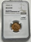 1934-D Lincoln Wheat Cent / Penny 1c NGC MS 64 RD Red BU Uncirculated Coin