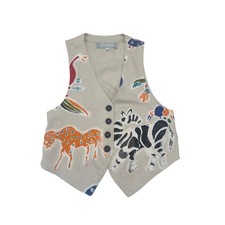 Dorothy Schoelen Platinum Petites Women's Animal Print Vest Beige Size P