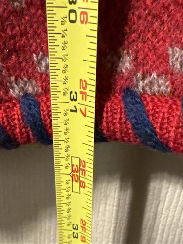 E & YOU 100% RARE Japenese WOOL Hoodie cardigan sz M Sweater Women Red Nordic - Picture 9 of 12